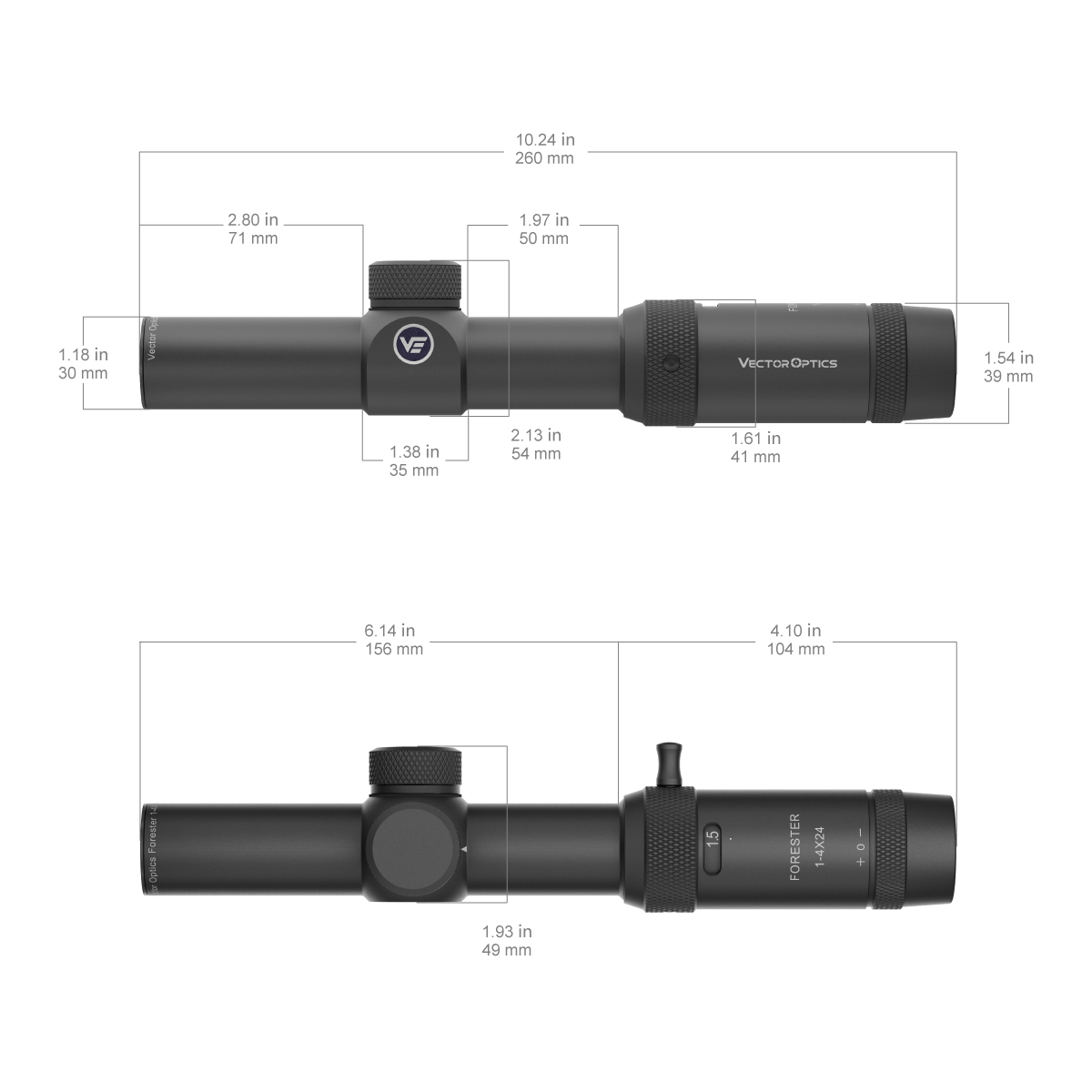 Vector Optics Forester 1-4x24SFP šautuvo optinis taikiklis