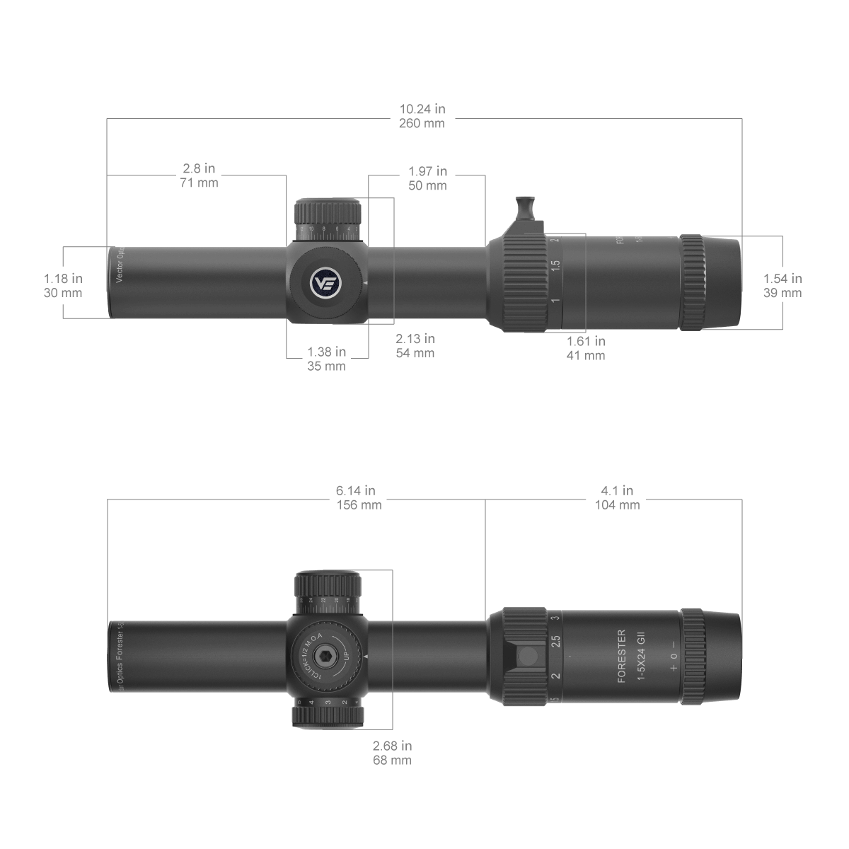 Vector Optics Forester 1-5x24SFP GenII šautuvo optinis taikiklis