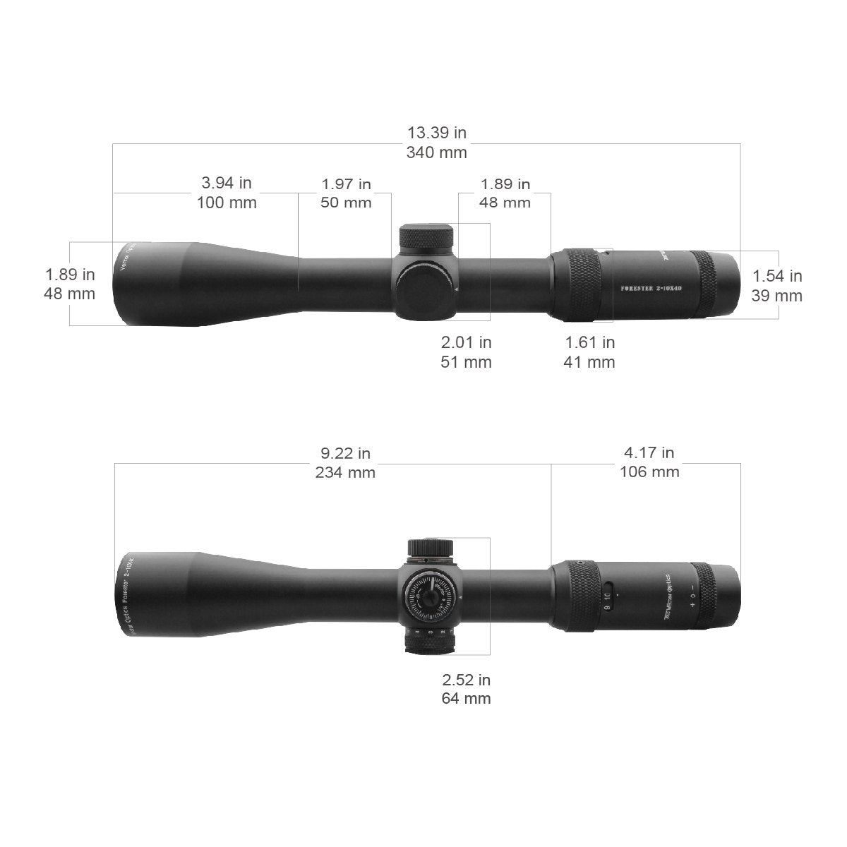 Vector Optics Forester 2-10x40SFP šautuvo optinis taikiklis