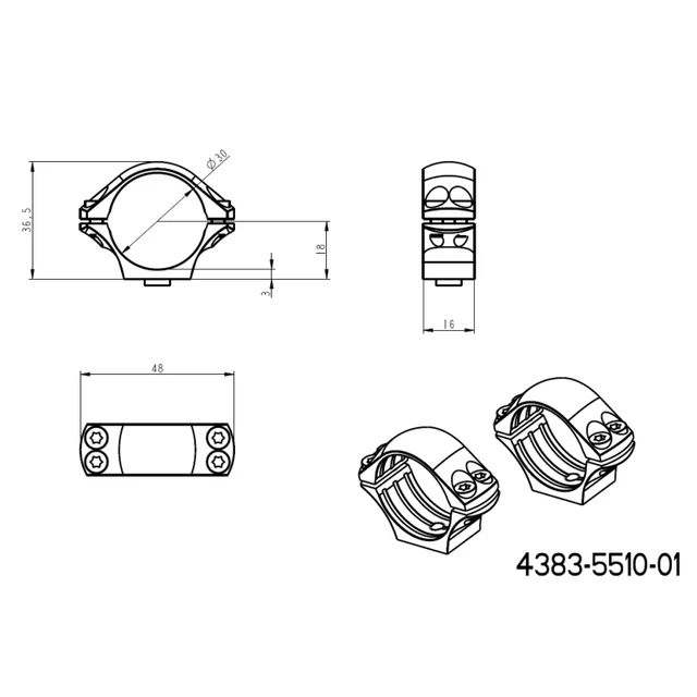 30 mm optinių taikiklių laikikliai | ilga Picatinny QD taktinė bazė
