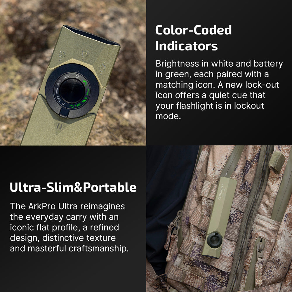 Olight ArkPro Ultra | flat 4-in-1 EDC žibintuvėlis | 1.700 lm - Olive Green