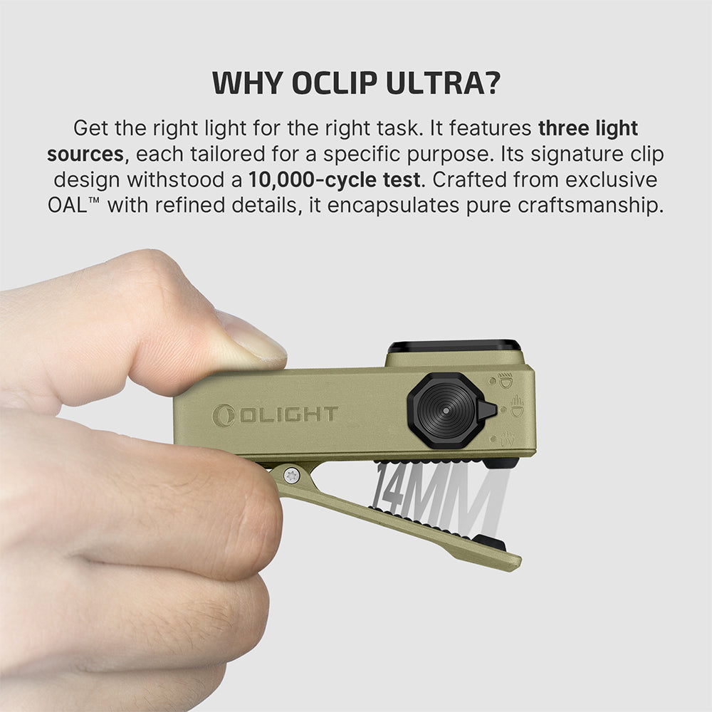 Olight Oclip Ultra | 3-in-1 prisegamas EDC žibintuvėlis | 530 lm - Olive Green