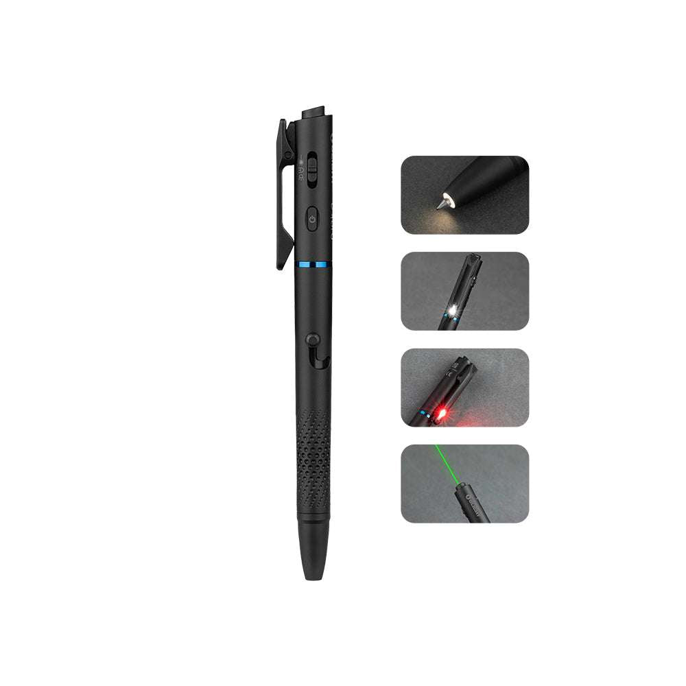 Olight O’Pen 3 | daugiafunkcis žibintuvėlis rašiklio formos | 120 lm + žalias lazeris - Juoda