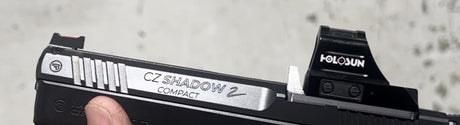 CZ Shadow 2 adapterio plokštelė su integruotu į priekį pastumtu galiniu taikikliu | Trijicon RMR footprint