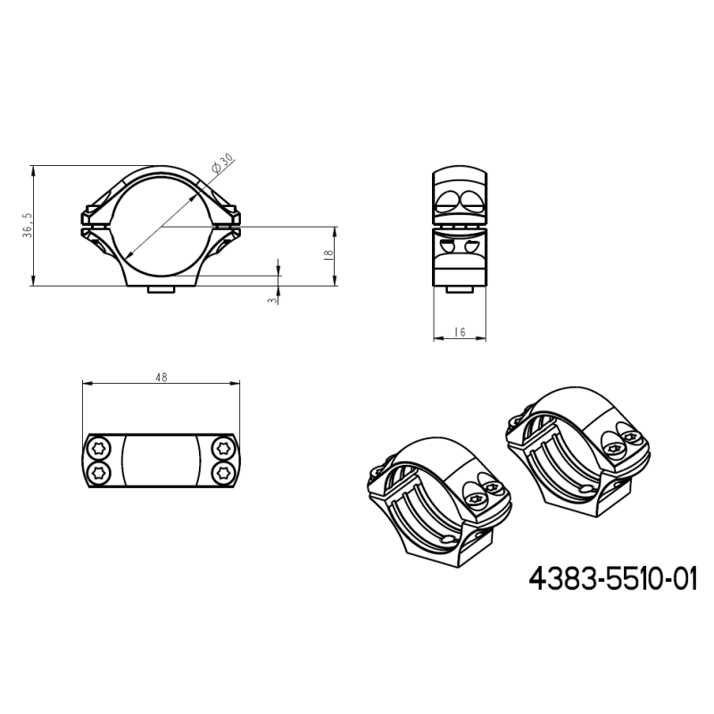 30 mm optinių taikiklių laikikliai | ilga Picatinny QD Ergo bazė 