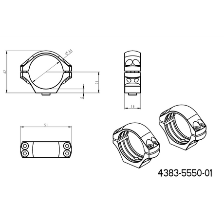 34 mm optinių taikiklių laikikliai | ilga Picatinny QD Ergo bazė 