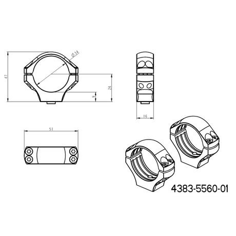 34 mm optinių taikiklių laikikliai | ilga Picatinny QD Ergo bazė 