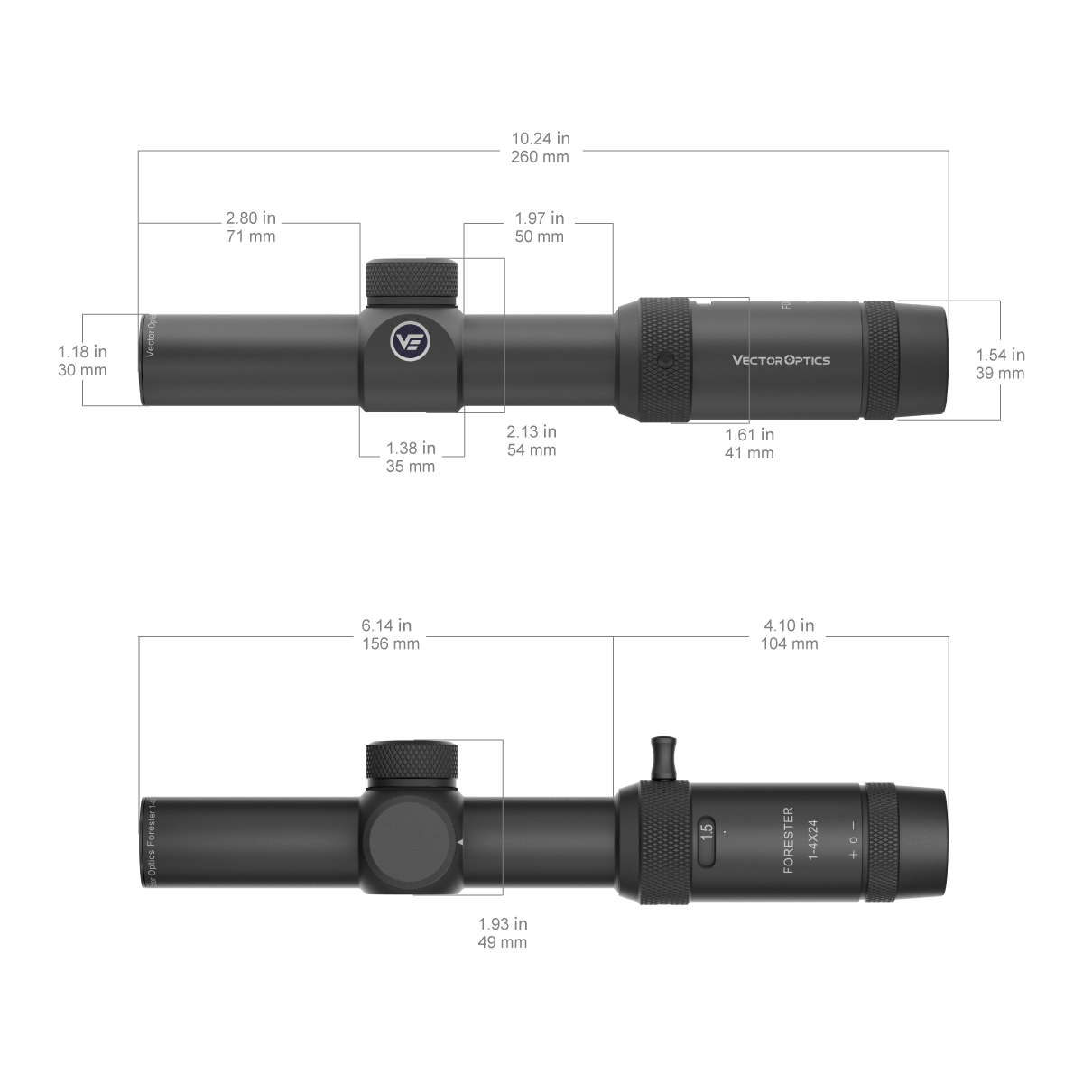 Vector Optics Miškininkas 1-4x24SFP optinis taikiklis 