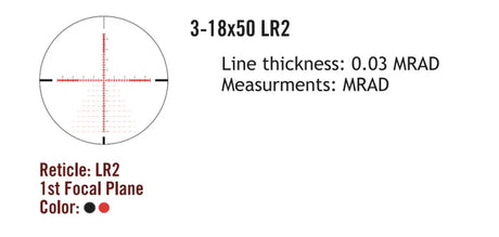 Sightmark Presidio 3-18x50 LR2 FFP šautuvo optinis taikiklis
