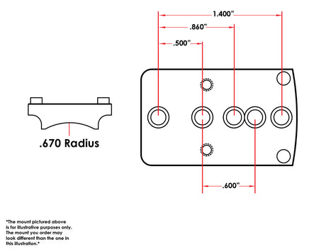Universal shotgun / rifle [.670’’ Radius] kolimatoriaus laikiklis | Trijicon RMR footprint