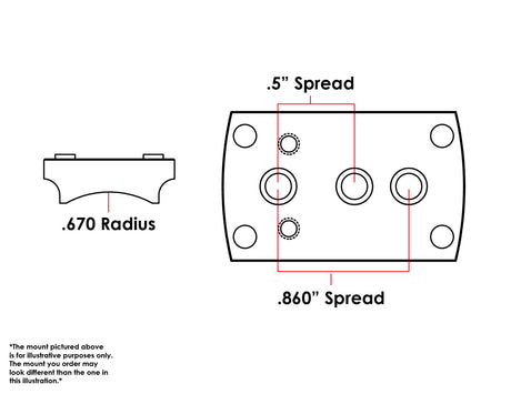 Universalus shotgun / rifle [.670’’ Radius] kolimatoriaus laikiklis | type S [RMSc DPP K-series footprint]