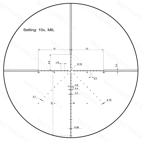 Vector Optics Veyron 10x44 SFP compact šautuvo optinis taikiklis