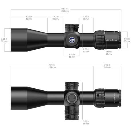 Vector Optics Veyron 3-12x44IR SFP kompaktiškas optinis taikiklis šautuvui