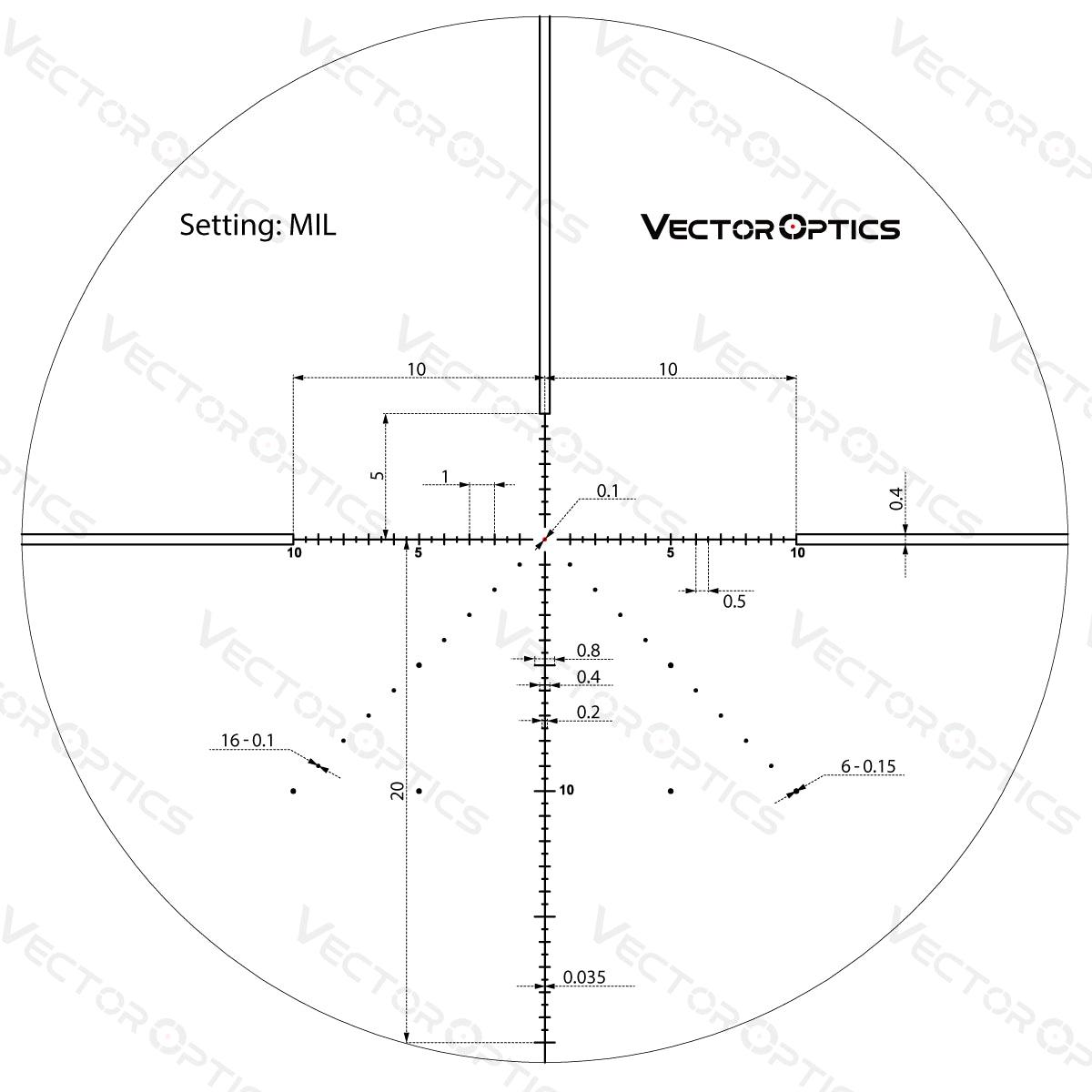 Vector Optics Veyron 6-24x44 IR Pirmojo židinio plokštumos apšviestas optinis taikiklis 