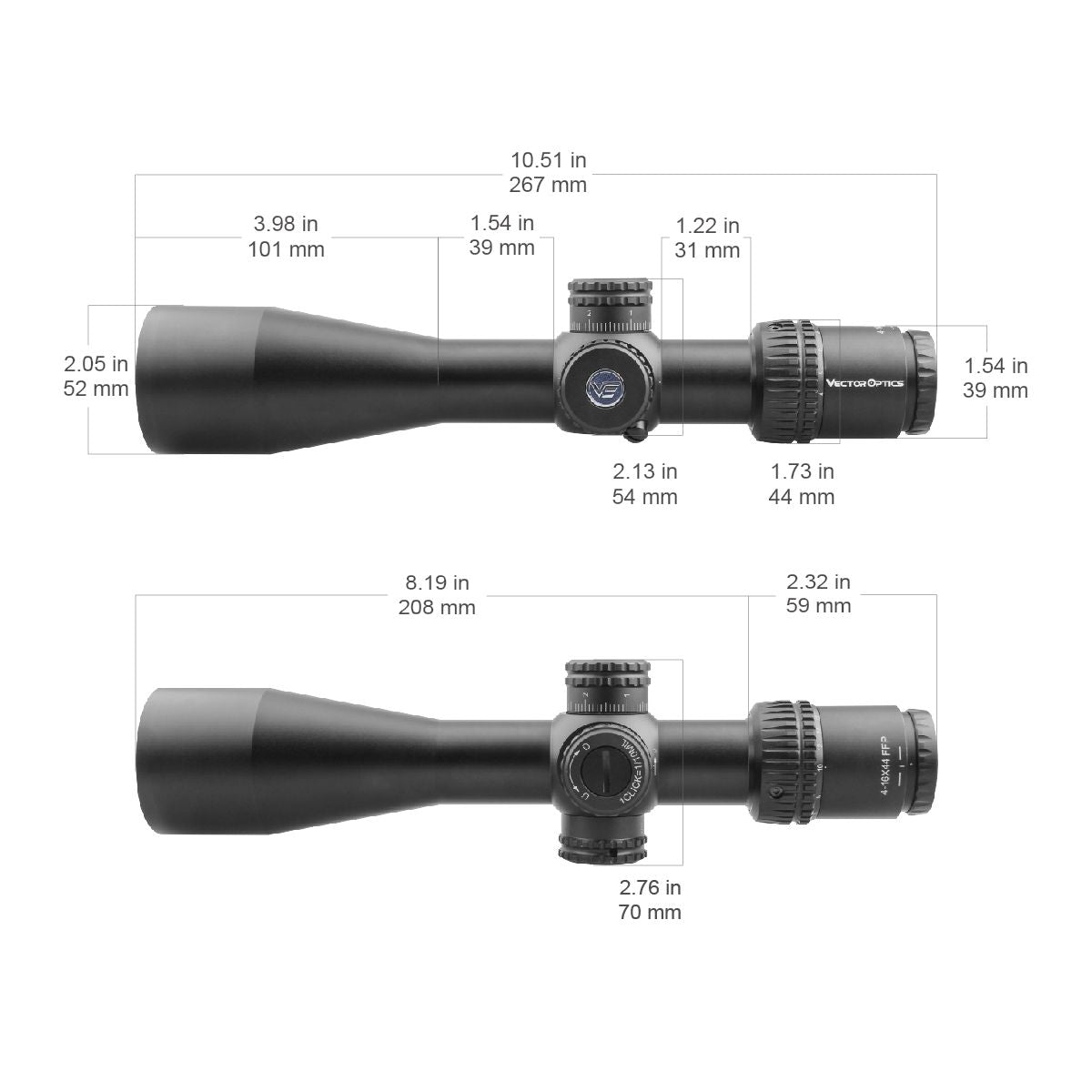 Vector Optics Veyron 4-16x44 FFP optinis taikiklis 