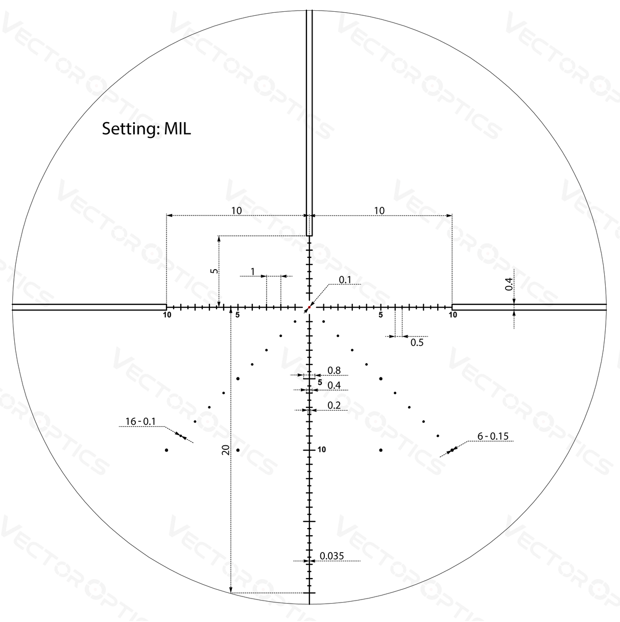 Vector Optics Veyron 4-16x44 IR Pirmojo židinio plokštumos apšviestas optinis taikiklis 