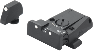 Reguliuojami mechaniniai taikikliai Glock [G17 G19 G26 & other] | balti taškai