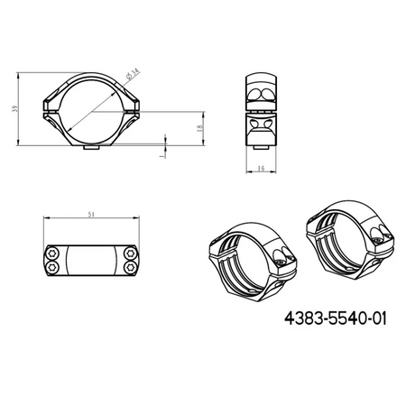 34 mm optinių taikiklių laikikliai | ilga Picatinny QD taktinė bazė 