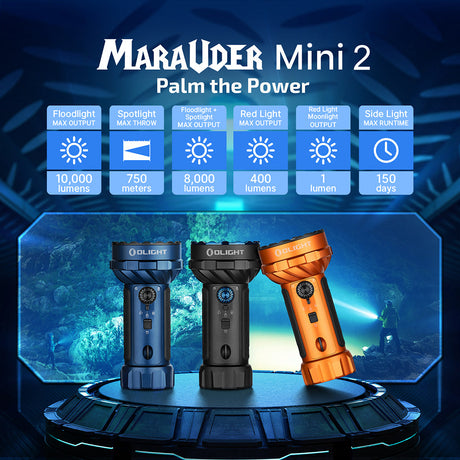 Olight Marauder 2 Mini | galingas įkraunamas žibintuvėlis | 10.000 lm