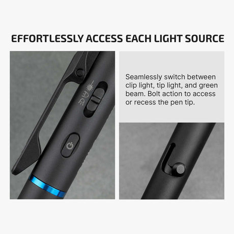 Olight O’Pen 3 | daugiafunkcis žibintuvėlis rašiklio formos | 120 lm + žalias lazeris - Juoda